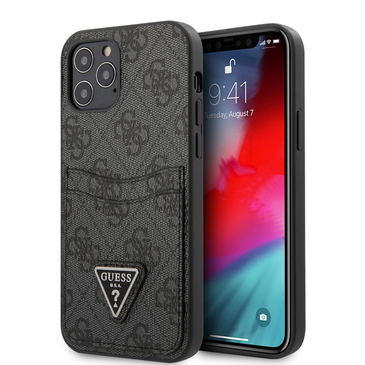 Guess iPhone 12 Kılıf Çift Kart Bölmeli Telefon Kılıfı - 1 Guess iPhone 12 Kılıf Çift Kart Bölmeli Telefon Kılıfı - 1